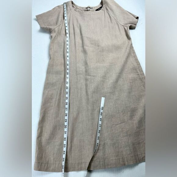 Theory Linen Blend Lace Back Raglan Shift Dress - Picture 8 of 9